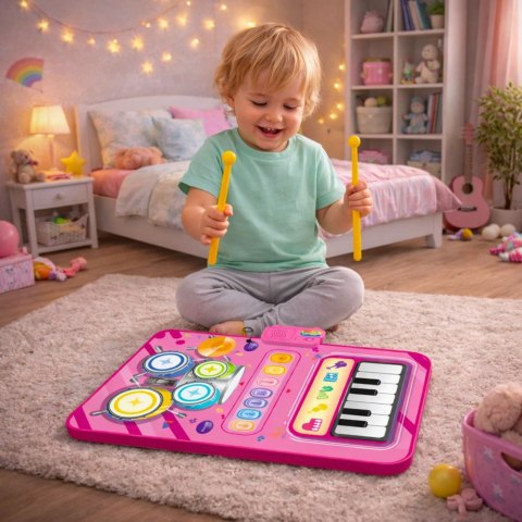 Interaktywna Mata Muzyczna Taneczna Edukacyjna Perkusja Pianinko 2w1 LEAN Toys