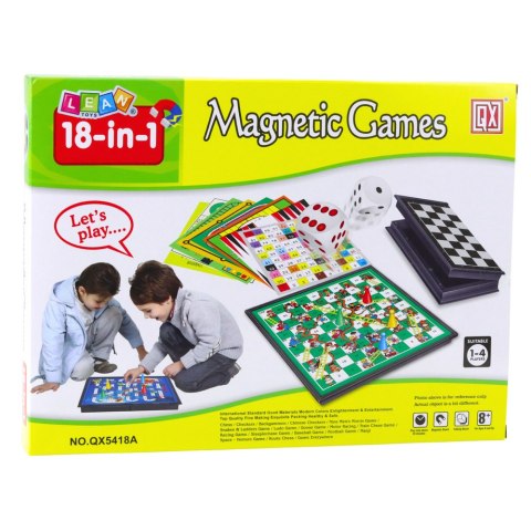 Zestaw Gier 18w1 Szachy Magnetyczne LEAN Toys
