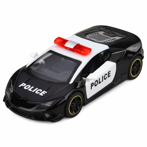 Autko Policyjne Sportowe Samochód Z Napędem Metalowy Pull-Back Czarny 1:43 LEAN TOYS