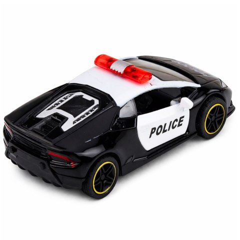 Autko Policyjne Sportowe Samochód Z Napędem Metalowy Pull-Back Czarny 1:43 LEAN TOYS