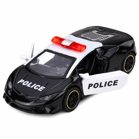 Autko Policyjne Sportowe Samochód Z Napędem Metalowy Pull-Back Czarny 1:43 LEAN TOYS