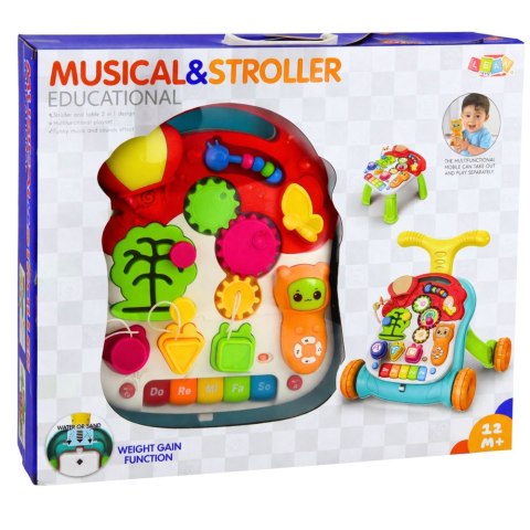 Chodzik Pchacz Edukacyjny Stolik Panel Interaktywny 5w1 Wielokolorowy LEAN Toys