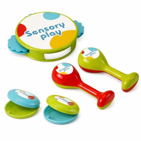 Instrumenty Muzyczne Dla Dzieci Bębenek Grzechotki Tamburyn Kastaniety LEAN Toys