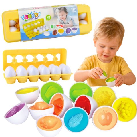 Sorter Edukacyjny Jajka Dopasowywanie Kształtów Owoce Kolorowe 12 szt. LEAN Toys
