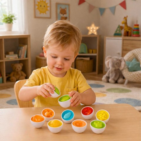 Sorter Edukacyjny Jajka Dopasowywanie Kształtów Owoce Kolorowe 12 szt. LEAN Toys