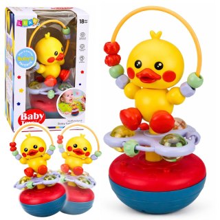 Wańka Wstańka Kaczuszka Edukacyjna Interaktywna Dźwięki Grzechotka Żółta LEAN Toys
