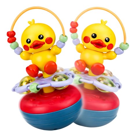 Wańka Wstańka Kaczuszka Edukacyjna Interaktywna Dźwięki Grzechotka Żółta LEAN Toys