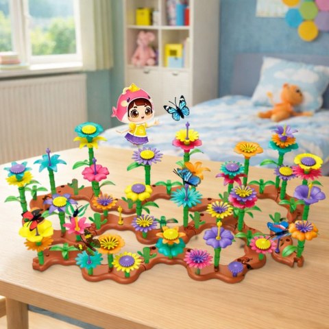 Zestaw Klocki Konstrukcyjne Kreatywny Ogród Kwiaty Rośliny 3D 272 el. LEAN Toys