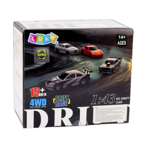 Auto Sportowe Do Driftu Zdalnie Sterowane RC Czarne Pachołki 15 km/h 1:43 LEAN Toys