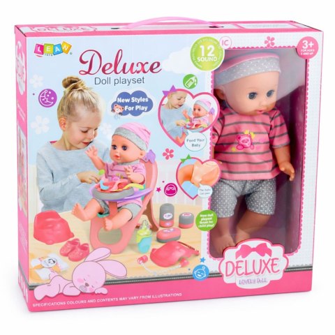 Lalka Bobas Siusiająca Gaworzy Płacze Mówi 12 Dźwięków Akcesoria Krzesełko LEAN Toys