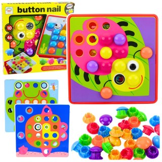 Układanka Guzikowa Mozaika Kreatywne Puzzle Geometryczne Grzybki 46 el. LEAN Toys