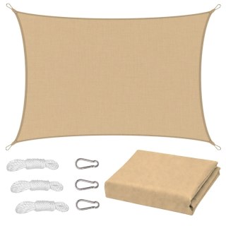 Żagiel Ogrodowy Przeciwsłoneczny Wodoodporny Prostokąt Beżowy 200x300 cm LEAN