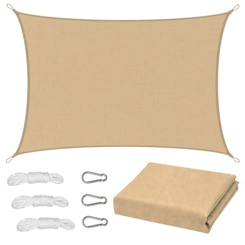 Żagiel Ogrodowy Przeciwsłoneczny Wodoodporny Prostokąt Beżowy 200x300 cm LEAN