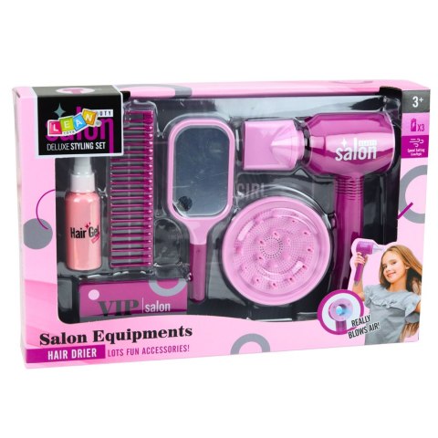 Zestaw Fryzjerski Salon Dla Dzieci Suszarka Lusterko Grzebień Akcesoria LEAN Toys