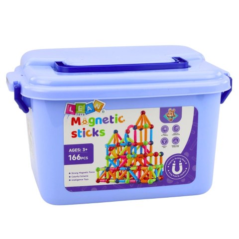 Zestaw Klocki Magnetyczne Konstrukcyjne W Pudełku Patyczki 3D 166 el. LEAN Toys
