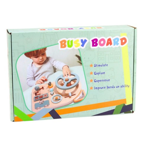 Drewniana Tablica Manipulacyjna Sensoryczna Kierownica Przełącznik Dźwignie LEAN Toys