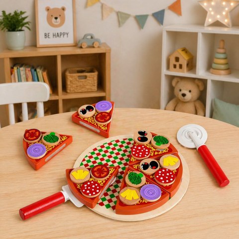 Drewniany Zestaw Do Krojenia Pizza Na Rzepy Kółko Do Krojenia Deska LEAN Toys