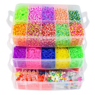Duży Zestaw Kreatywny Gumki Do Robienia Bransoletek DIY Kuferek 15000 el. LEAN Toys