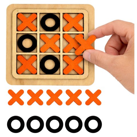 Gra Kółko i Krzyżyk Strategiczna Logiczna Plansza Drewniana Klasyczna LEAN TOYS