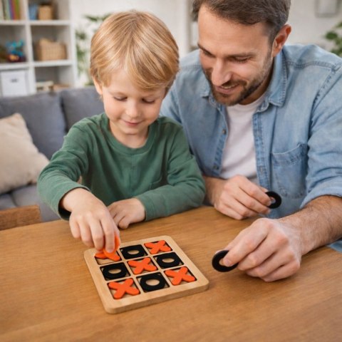 Gra Kółko i Krzyżyk Strategiczna Logiczna Plansza Drewniana Klasyczna LEAN TOYS