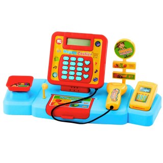 Kasa Sklepowa Interaktywna Supermarket Wózek Skaner Waga Produkty Spożywcze LEAN Toys