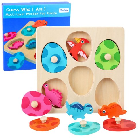 Układanka Drewniana Dinozaury W Jajkach Gra Memory Edukacyjna LEAN Toys