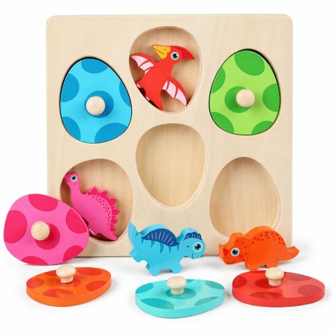 Układanka Drewniana Dinozaury W Jajkach Gra Memory Edukacyjna LEAN Toys