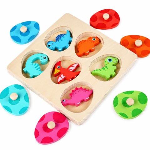Układanka Drewniana Dinozaury W Jajkach Gra Memory Edukacyjna LEAN Toys
