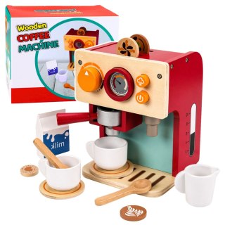 Zestaw Drewniany Ekspres Do Kawy Mały Barista Filiżanki Akcesoria LEAN Toys