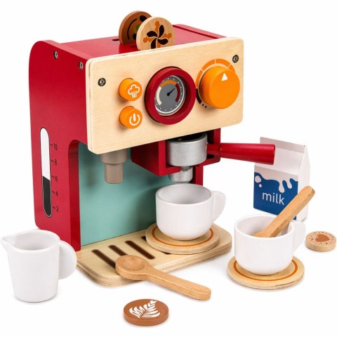 Zestaw Drewniany Ekspres Do Kawy Mały Barista Filiżanki Akcesoria LEAN Toys