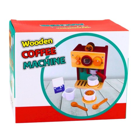 Zestaw Drewniany Ekspres Do Kawy Mały Barista Filiżanki Akcesoria LEAN Toys