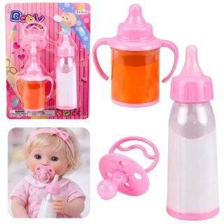 Zestaw Magiczne Butelki Dla Lalek Niemowlaka Soczek Mleko Smoczek 3 szt. LEAN TOYS