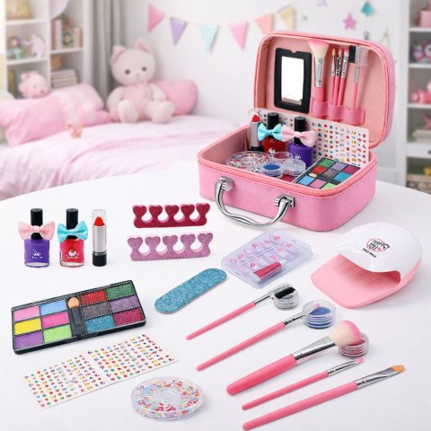 Zestaw Piękności Kosmetyczka Dla Dzieci Akcesoria Do Paznokci Suszarka 20el. LEAN Toys