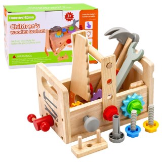 Drewniany Zestaw Skrzynka z Narzędziami Dla Dzieci Koła Zębate El Montażowe LEAN Toys