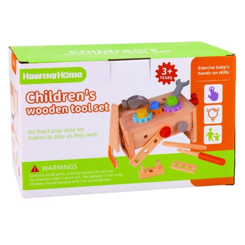 Drewniany Zestaw Skrzynka z Narzędziami Dla Dzieci Koła Zębate El Montażowe LEAN Toys