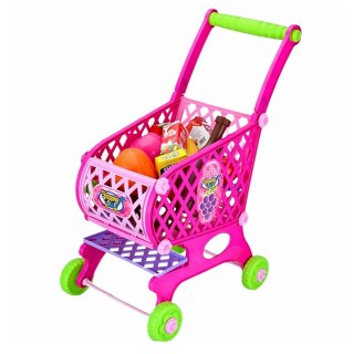 Duży Wózek Sklepowy Dla Dzieci Produkty Spożywcze Różowy 52cm 46 el. LEAN Toys