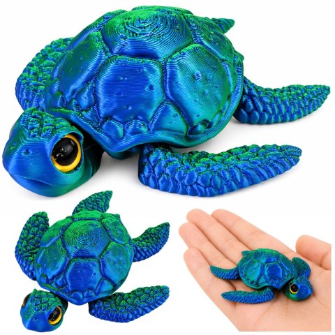 Figurka Żółw Morski 3D Ruchome Płetwy Głowa Niebiesko-Zielony 8 cm LEAN TOYS