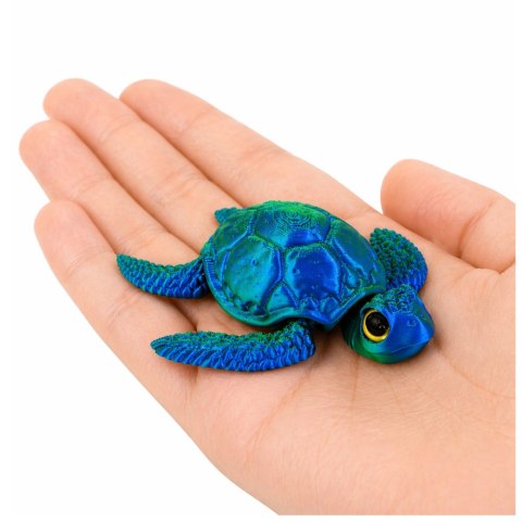 Figurka Żółw Morski 3D Ruchome Płetwy Głowa Niebiesko-Zielony 8 cm LEAN TOYS