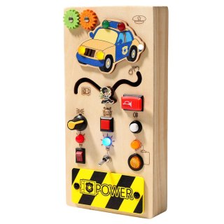 Tablica Manipulacyjna Edukacyjna Drewniana Samochód Policyjny LED LEAN Toys