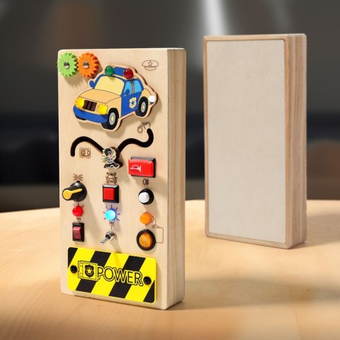 Tablica Manipulacyjna Edukacyjna Drewniana Samochód Policyjny LED LEAN Toys
