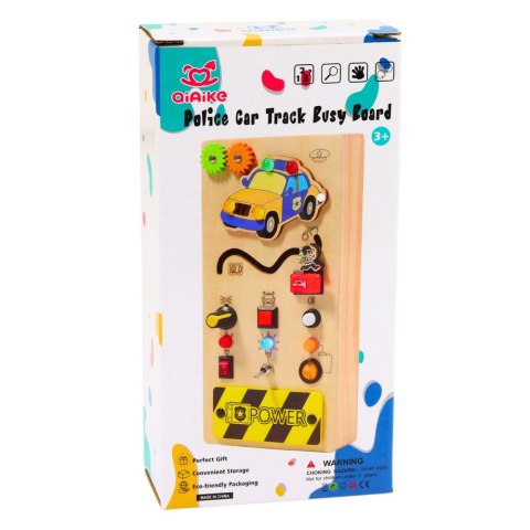 Tablica Manipulacyjna Edukacyjna Drewniana Samochód Policyjny LED LEAN Toys