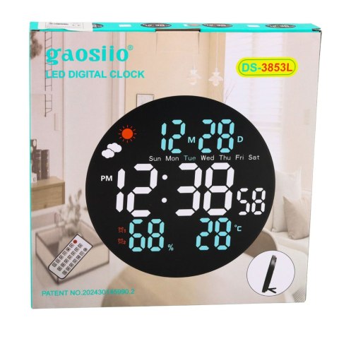 Zegar Ścienny Cyfrowy LED Data Temperatura Wilgotność Alarm Pilot 25 cm LEAN