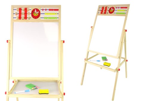 Drewniana Tablica 2w1 Magnetyczna Kredowa + Liczydło Alfabet Tabliczka Mnożenia LEAN Toys