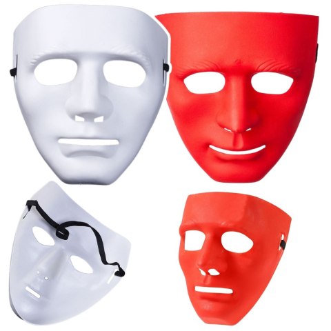 Maska Anonim Karnawałowa Halloweenowa Na Gumce Biała Czerwona LEAN TOYS