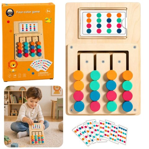 Drewniana Gra Logiczna Układanka Dopasowanie Kolorów Karty Ze Wzorami 12szt LEAN Toys