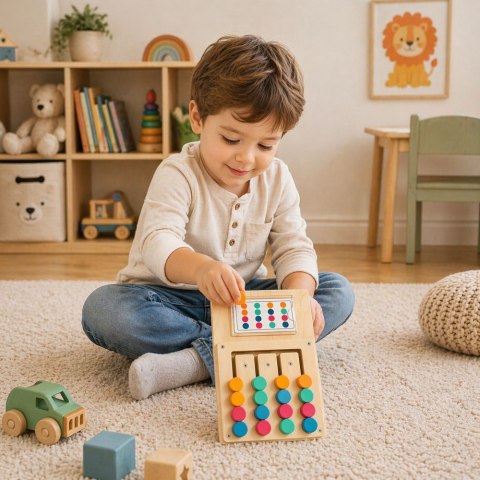 Drewniana Gra Logiczna Układanka Dopasowanie Kolorów Karty Ze Wzorami 12szt LEAN Toys