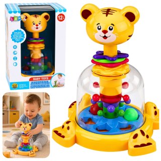 Interaktywny Bączek Spinner Tygrys Kot Z Wirującymi Kulkami Dla Niemowląt LEAN Toys