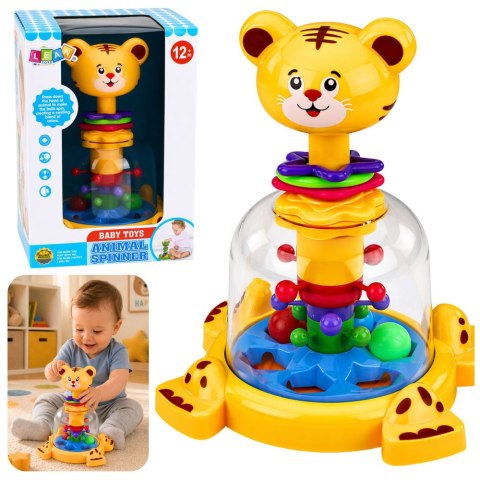 Interaktywny Bączek Spinner Tygrys Kot Z Wirującymi Kulkami Dla Niemowląt LEAN Toys