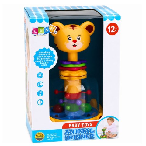 Interaktywny Bączek Spinner Tygrys Kot Z Wirującymi Kulkami Dla Niemowląt LEAN Toys