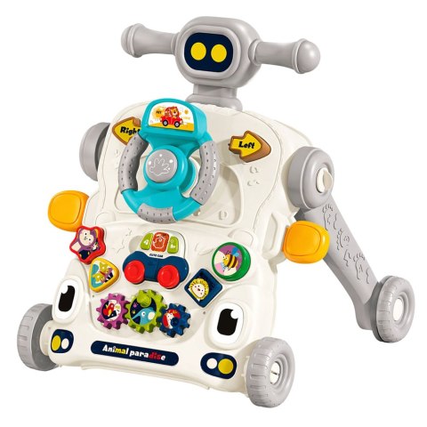 Interaktywny Edukacyjny Rowerek Chodzik Pchacz Stolik Hulajnoga 5w1 Szary LEAN Toys